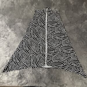 Popana Jersey A-Line top Long Black White Polka Dot Ruffle High Rise S